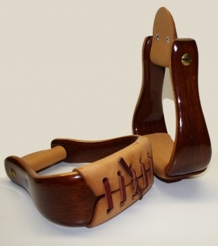 Deluxe_Holzsteigbuegel_-_Lackiert_-_helles_oder_dunkles_Trittleder_-_DUNKEL_-_TWO_TONE_-_GESCHWUNGENE_Ausfuehrung_hell