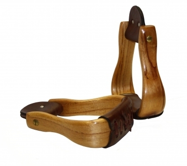 Deluxe_Holzsteigbuegel_-_Lackiert_-_helles_oder_dunkles_Trittleder_-_GESCHWUNGENE_Ausfuehrung_dunkel