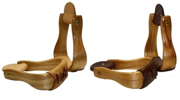 Double_CC_Deluxe_Holzsteigbuegel_-_Lackiert_-_helles_oder_dunkles_Trittleder_-_GESCHWUNGENE_Ausfuehrung